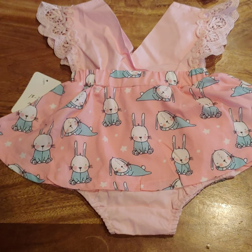 New Sleepy Bunny Dress with Matching Headband Size 18 to 24 months - Picture 2 of 3